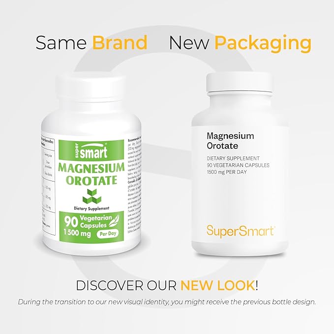 SuperSmart - Magnesium Orotate 1500mg per Day - High Absorption Magnesium Supplement | Non GMO & Gluten Free - 90 * 3 Vegetarian Capsules