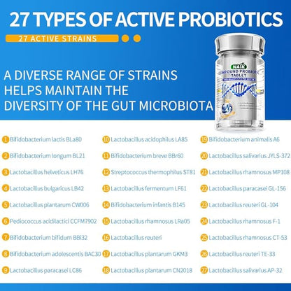 NAIK Probiotics 1800 Billion CFU - 10 Strains + Organic Prebiotics - Immune, Digestive & Gut Health - Supports Occasional Constipation, Diarrhea, Gas & Bloating - for Women & Men - 45ct