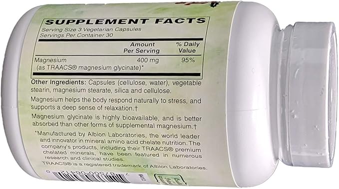 Magnesium Glycinate 400mg, 90 Vegetarian Capsules