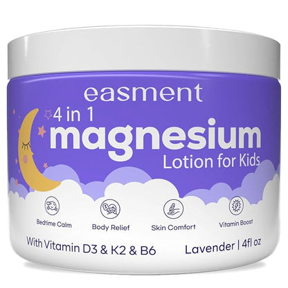 Magnesium Lotion for Kids Sleep: Gentle Lavender Formula with Vitamins D3, K2 & B6 – Nourishing Cream for Sensitive Skin, Safe for Babies & Perfect for Daily Use