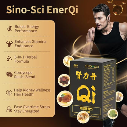 EnerQi, Energy Booster & Support Stamina, Kidney Health Supplement, 60 Caps (1 Bottle)