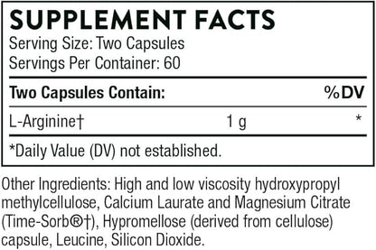 THORNE L-Arginine Sustained Release (Formerly Perfusia-SR) - Support Heart Function, Nitric Oxide Production, and Optimal Blood Flow* - 120 Capsules - 60 Servings