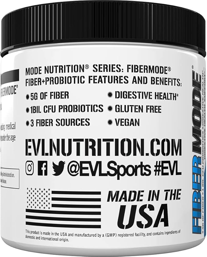 Evlution Nutrition FiberMode - Fiber + Probiotic Powder - Digestive Health & Immune Support - 1bil CFU Probiotics + 5g Fiber - Gluten Free & Vegan - Unflavored - Dietary Supplement - 30 Servings