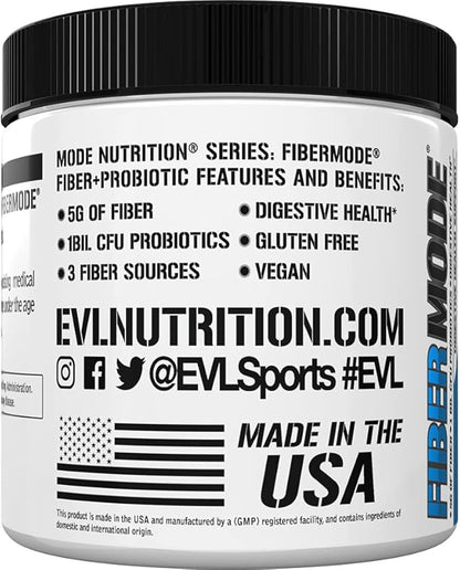 Evlution Nutrition FiberMode - Fiber + Probiotic Powder - Digestive Health & Immune Support - 1bil CFU Probiotics + 5g Fiber - Gluten Free & Vegan - Unflavored - Dietary Supplement - 30 Servings