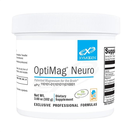 XYMOGEN OptiMag Neuro - Chelated Magnesium Powder - with Magnesium Glycinate & L-Threonate - Support Brain Health & Relaxation - Unflavored (60 Servings)