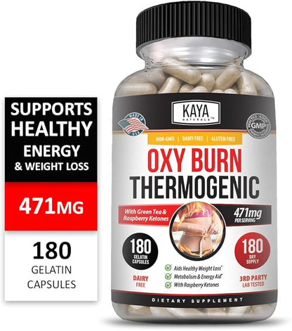 Kaya Naturals Oxy Burn - Thermogenic Herbal Formula for Active Living – Non-GMO & Gluten-Free – 180 Count