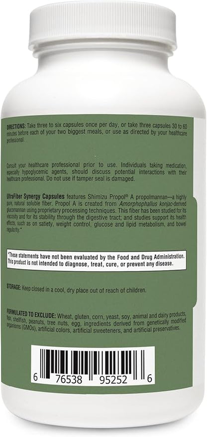 UltraFiber Lean Capsules by RetzlerRx - 100% Natural and Soluble Propolmannan Fiber - Supports Satiety and Healthy Bowel Movements