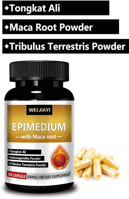 Epimedium can Enhance Male Sexual Function - Super Epimedium, containing 500 milligrams per Serving, Combined with extracts from Dongge Ali, Saw Palm, Ginseng, and Black maca Root,…
