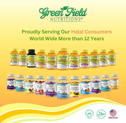 Greenfield Nutritions Halal Vitamin D3 2000 IU Softgel - 50 mcg High Potency D3, 120 Unflavored Mini Softgels - Halal Vitamins D with Halal Beef Gelatin, Supports Immune Bone Teeth Brain and Hair