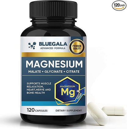 Magnesium Glycinate, 60 Day Magnesium Supplement, Highly Absorbable, Supports Muscle, Heart, Nerve Health, Boosts Metabolism, Non-GMO, Vegan, 120 Capsules