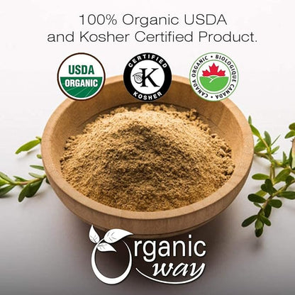 Organic Way Brahmi Leaf Powder (Bacopa Monnieri) - Organic & Kosher Certified | Raw, Vegan, Non GMO & Gluten Free | USDA Certified | Origin - India (1/4 LBS)