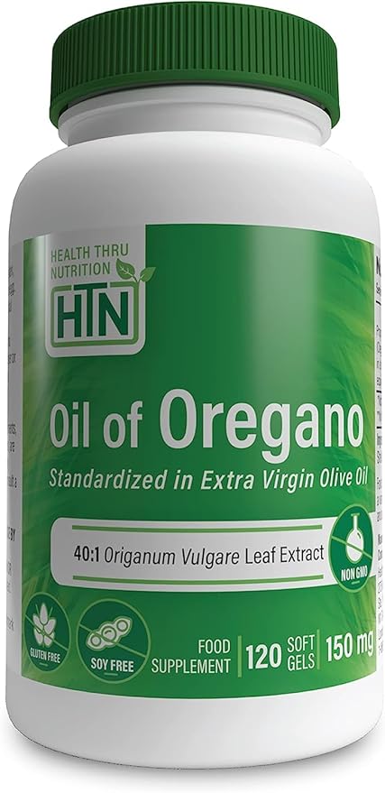Oil of Oregano 120 Mini-Softgels | Wild Harvested | European 40:1 Origanum Vulgare Equivalent to 600mg Oregano in Extra Virgin Olive Oil | Non-GMO Gluten Free | by Health Thru Nutrition (Pack of 120)