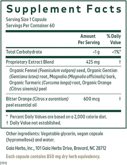 Gaia Herbs Pro MMC Restore - Digestive Health Supplement for Upper Gastric Motility - Contains Fennel Seed, Turmeric Root, Gentian Root & Magnolia Bark - 60 Liquid Phyto-Caps (60 Servings)