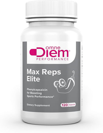 Omne Diem Max Reps Elite Capsules - Phenylcapsaicin Sports Performance Dietary Supplement - Supports Maximum Workout and Recovery & Reduces Fatigue - for Men & Women - 120 ct