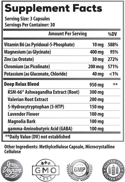Ideal Infusion Nighttime Recovery & Deep Sleep Supplement: Relaxation and Stress Support - Magnesium Glycinate, KSM-66 (Melatonin Free) Muscle Cramp Relief, Vegan