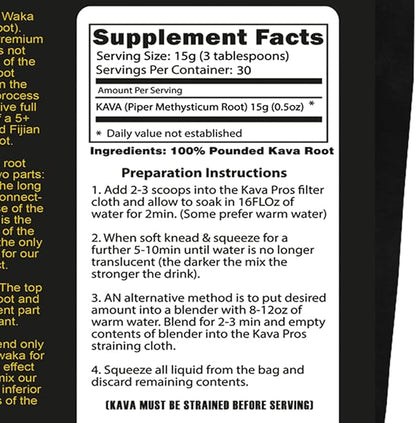 Kava Powder Fijian Gold Premium 5+ Years Matured Kava Root Full Strength Kava Kava from Fiji Islands Organic Grown Super Strength Kava Root