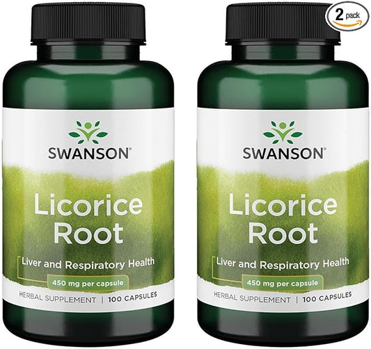 Swanson Licorice Root 450 mg 100 Caps (2 Pack)