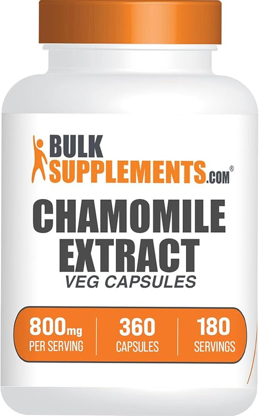 BulkSupplements.com Chamomile Extract Capsules - Chamomile Supplement, from Chamomile Flowers - Gluten Free, 2 Capsules per Serving, 360 Count (Pack of 1)
