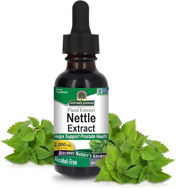 Nature's Answer Nettle Extract 1 Ounce – Gluten Free, Non-GMO, Alcohol-Free, Kosher, Supports Prostate Function & Male Wellness – Made in The USA, Functional for Nettle Tea