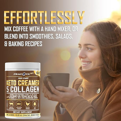 Collagen Keto Coffee Creamer Powder 146.64 oz (Pack of 12), Hydrolyzed Collagen Peptides with Coconut MCT Oil, Magnesium, Unflavored Protein Powder, Sugar Free Coffee Creamer for Smoothies