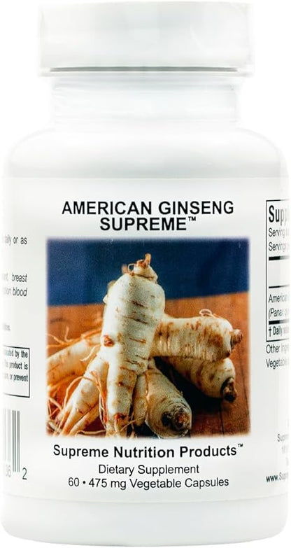 Supreme Nutrition American Ginseng Supreme, 60 Pure American Ginseng Root Vegetarian Capsules