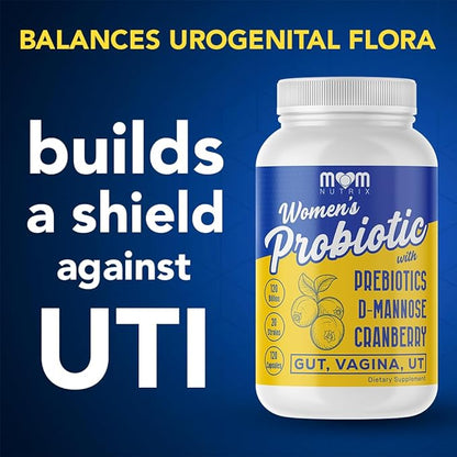 Probiotic for Women - Vaginal, Gut, UT, pH Balance, Feminine & Digestive Health - Prebiotics with Probiotics, Cranberry, D-mannose - Bifidobacterium and Lactobacillus - 120 Capsules