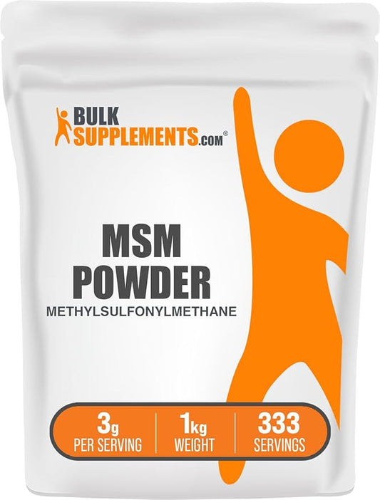 BulkSupplements.com MSM Powder - Methylsulfonylmethane, MSM Supplement, Nutritional Supplement - Gluten Free, 3g per Serving, 1kg (2.2 lbs) (Pack of 1)