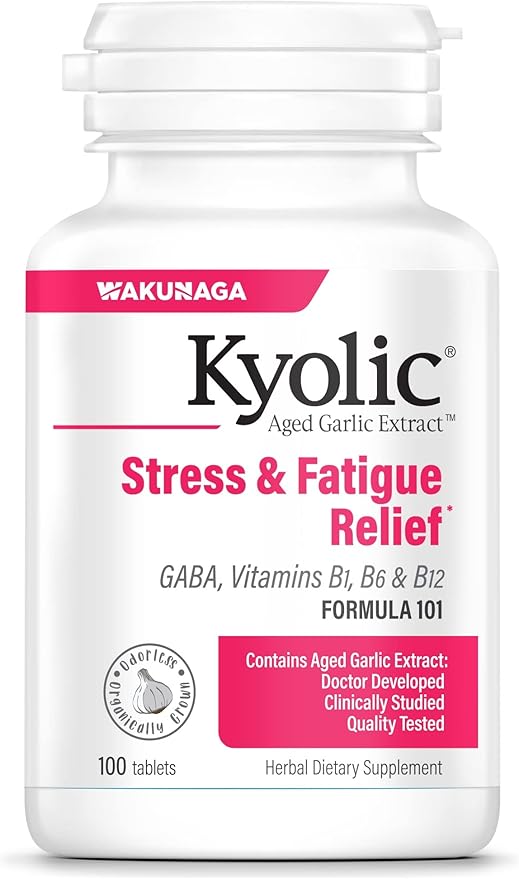 Kyolic Aged Garlic Extract Formula 101, Stress and Fatigue Relief, 100 Tablets (Packaging May Vary)