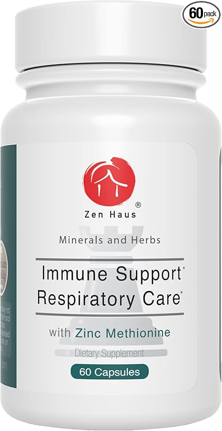 Zen Haus Respiratory and Immune Supplement - Elderberry with Zinc, Quercetin, Magnesium Glycinate/Taurate, Echinacea, Olive Leaf Extract, Lysine, Leucine, Cystein, Melatonin (60 Capsules)