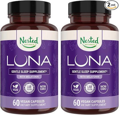 Luna Sleep Aid - Non-Habit Forming Natural Sleeping Pills for Adults with Naturally Sourced Ingredients - Valerian Root, Melatonin, Chamomile, Lemon Balm, and More - 120 Vegan Capsules