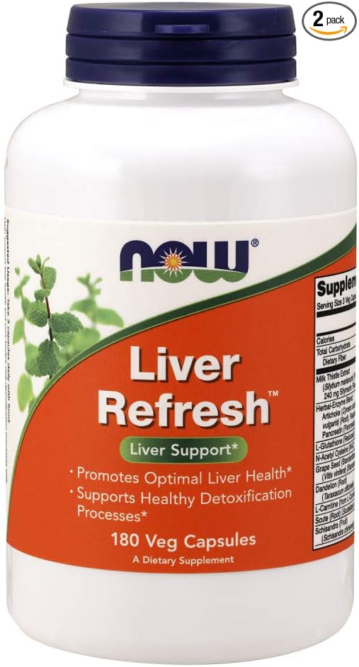NOW Foods Liver Refresh Veg Capsules,180 Capsules (Pack of 2)