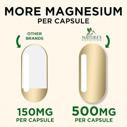 Magnesium Supplement (Citrate Oxide) 1000mg for Best Absorption, Supports Bone, Heart Health, Nerves, Muscles & Metabolism, Nature's Pure Magnesio Vitamin Pills, Bottled in USA, 60 Capsules