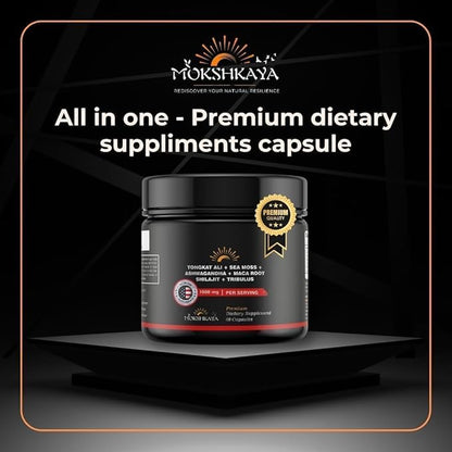 Shilajit Capsules for Men | Natural Sea Moss caps | Shilajit 1000 Mg Per Serving | Shilajit 60 Capsules for Stamina, Strength & Endurance with Fulvic Acid for Men 1000 mg Serving