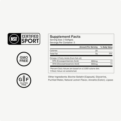 Momentous Omega 3 Fish Oil 1600mg - Daily Fish Oil Omega 3 Supplement for Women and Men with EPA & DHA - Supports Joint Health - NSF Certified, GMO-Free, Gluten Free, 30 Servings