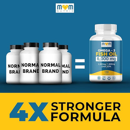 Omega 3 Fish Oil with Maximum EPA DHA - Supports Brain, Liver, Heart & Immunity - Made in The USA - 150 Softgels