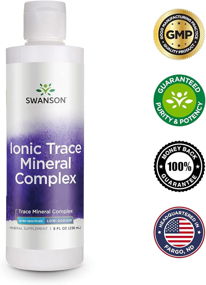 Swanson Concentrace Trace Mineral Drops 8oz-Complete Mineral Complex for Energy, Hydration, & Electrolyte Balance Over 72 High Absorption Ionic Minerals Such As Magnesium, Potassium, Calcium (2 Pack)