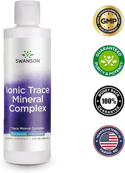 Swanson Concentrace Trace Mineral Drops 8oz-Complete Mineral Complex for Energy, Hydration, & Electrolyte Balance Over 72 High Absorption Ionic Minerals Such As Magnesium, Potassium, Calcium (2 Pack)