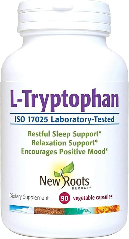 New Roots | L-Tryptophan Supplement (90 Capsules) 220mg, Herbal Sleep Aid, Mood and Stress Response Support – Gluten-Free, Non-GMO, Vegetarian