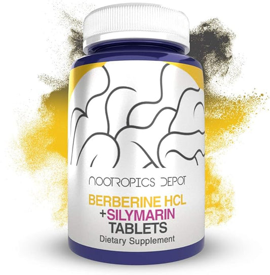Nootropics Depot Berberine HCL + Silymarin Capsules | 500mg + 90mg | 60 Count | Supports Cellular Function, Metabolic Function