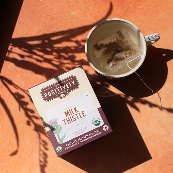 Organic Positively Botanicals Company, Milk Thistle Herbal Tea Bags, 20 Count