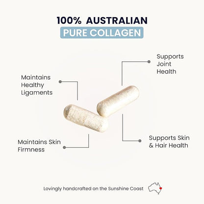 Organic Collagen Australia Pure Hydrolyzed Collagen Capsules – Bioavailable for Skin Elasticity, Hair Health, and Joint Support – Grass-Fed, Pasture-Raised, Paleo & Keto Friendly (120 Caps)