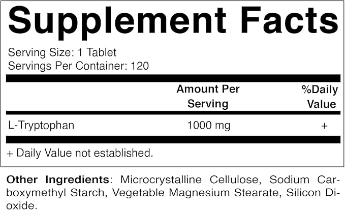 Vitamatic L-Tryptophan 1000mg 120 Tablets (120 Tablets (Pack of 1)) (1 Bottle)