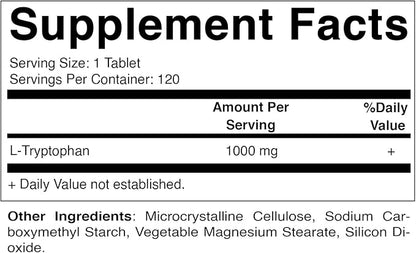Vitamatic L-Tryptophan 1000mg 120 Tablets (120 Tablets (Pack of 1)) (1 Bottle)