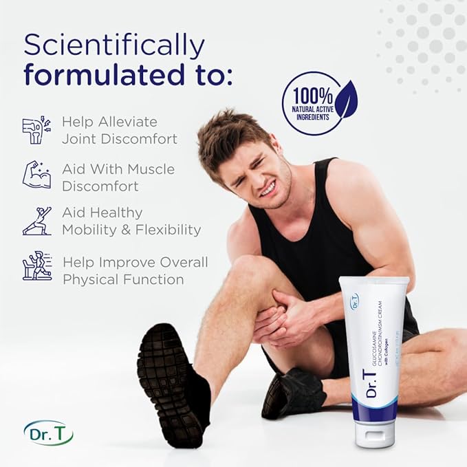 Dr. T Glucosamine Chondroitin Cream with MSM and Collagen - Premium Natural Formula to Help Alleviate Joint and Muscle discomfort; Supports Joint Strength and Flexibility. 113.4g / 4 oz. (1)