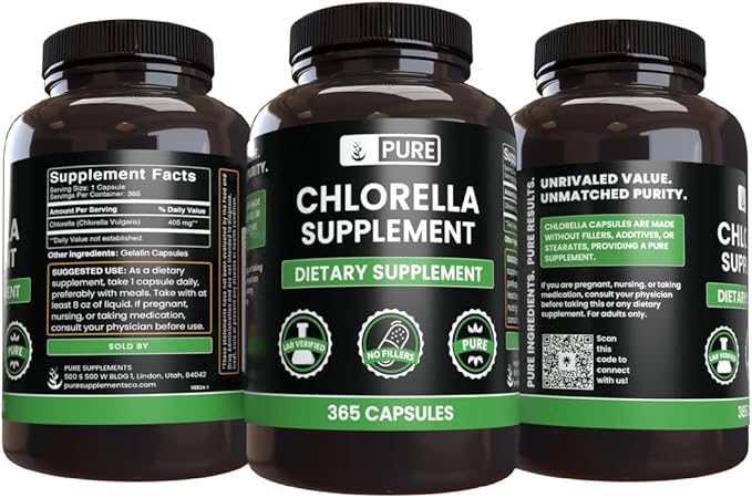 Pure Original Ingredients Chlorella (365 Capsules) No Magnesium Or Rice Fillers, Always Pure, Lab Verified