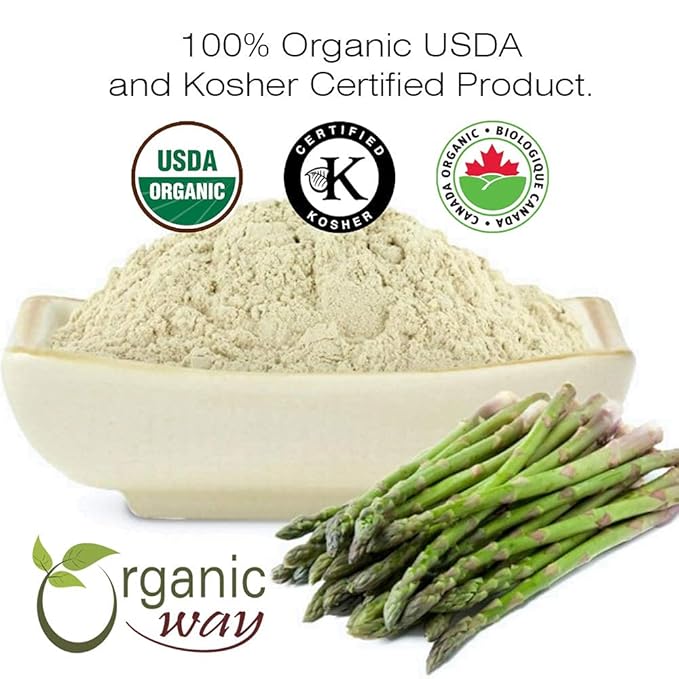 Organic Way Shatavari Powder (Asparagus racemosus) - Kosher & USDA Certified | Vegan, Non-GMO & Gluten Free | Tested for Heavy Metal and Purity | Resealable Bag | 100% Raw from India (1/4LBS / 4Oz)