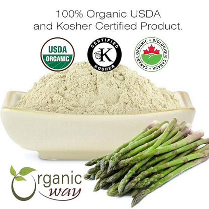 Organic Way Shatavari Powder (Asparagus racemosus) - Kosher & USDA Certified | Vegan, Non-GMO & Gluten Free | Tested for Heavy Metal and Purity | Resealable Bag | 100% Raw from India (1/4LBS / 4Oz)