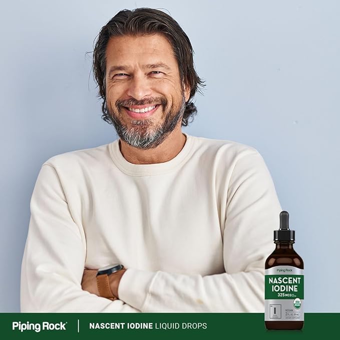 Piping Rock Nascent Iodine Drops Organic | 2 fl oz | Liquid Vegan Supplement | Non-GMO, Gluten Free
