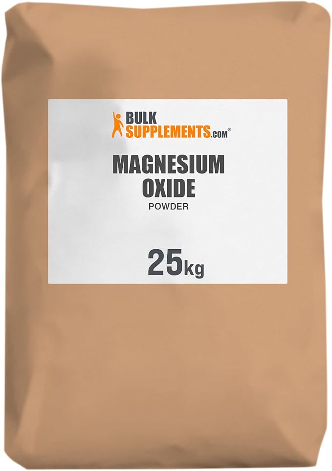 BulkSupplements.com Magnesium Oxide Powder - Magnesium Supplement, Magnesium Oxide Supplement, Magnesium Oxide 500mg - Gluten Free, 835mg (500mg of Magnesium) per Serving, 25kg (55 lbs)
