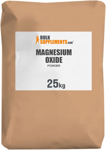 BulkSupplements.com Magnesium Oxide Powder - Magnesium Supplement, Magnesium Oxide Supplement, Magnesium Oxide 500mg - Gluten Free, 835mg (500mg of Magnesium) per Serving, 25kg (55 lbs)